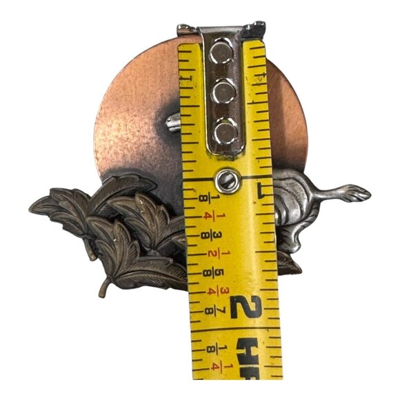 Vintage K&T Zebra Brooch Copper Sun & Leaf Design Running Safari Africa RARE - Picture 4 of 6